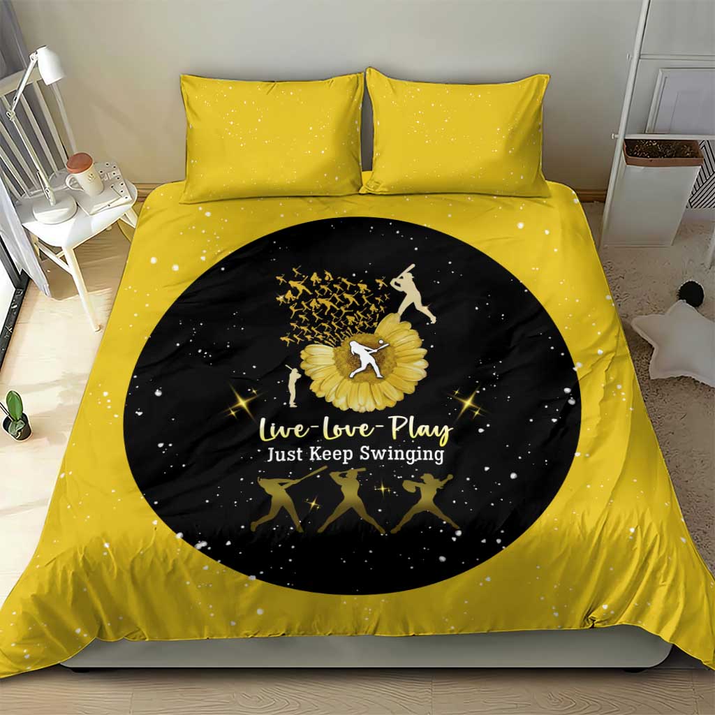Softball Sunflower Yellow Black Christmas Bedding Set Xmas Holiday Patterns - Wonder Print Shop