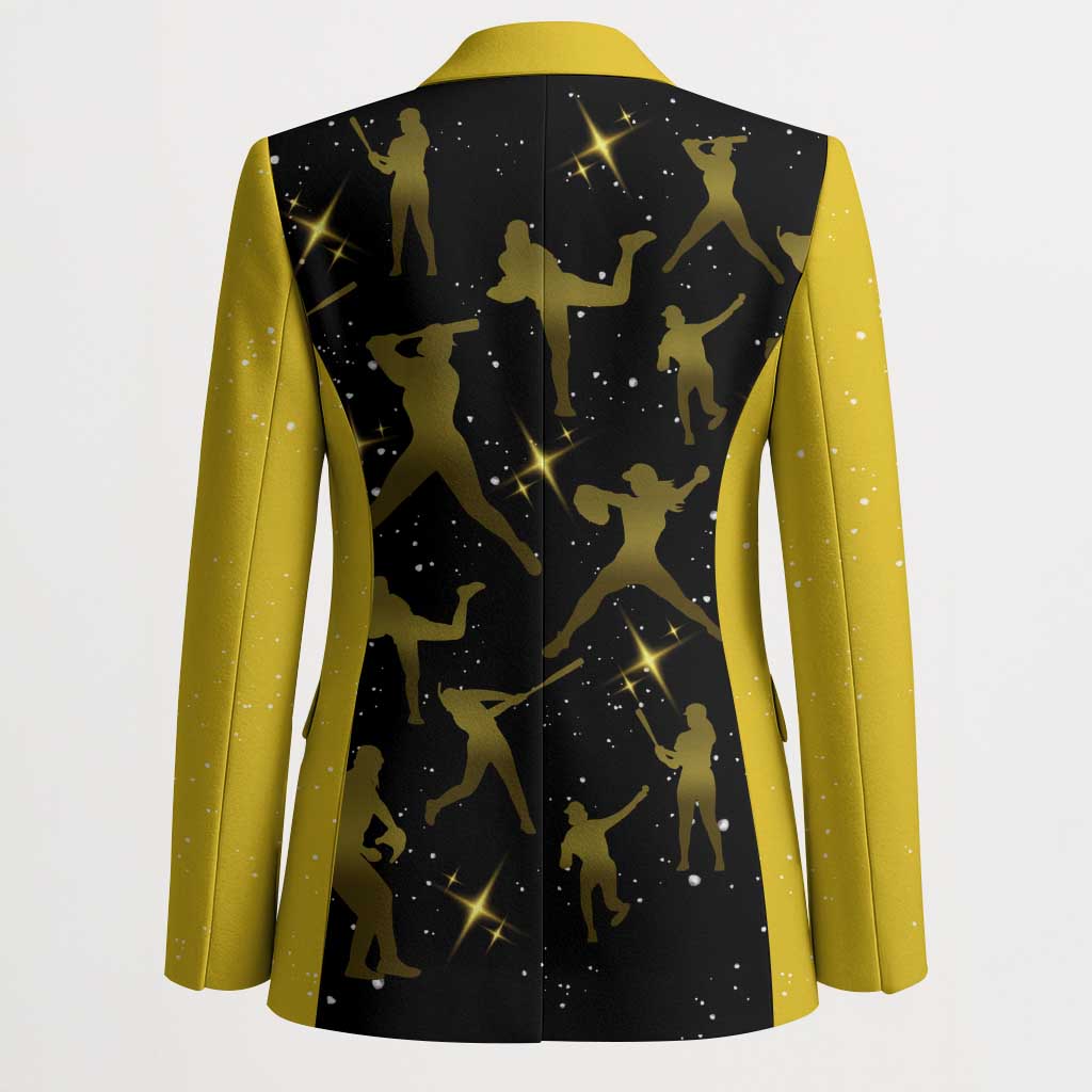 Softball Sunflower Yellow Black Christmas Blazer Xmas Holiday Patterns - Wonder Print Shop
