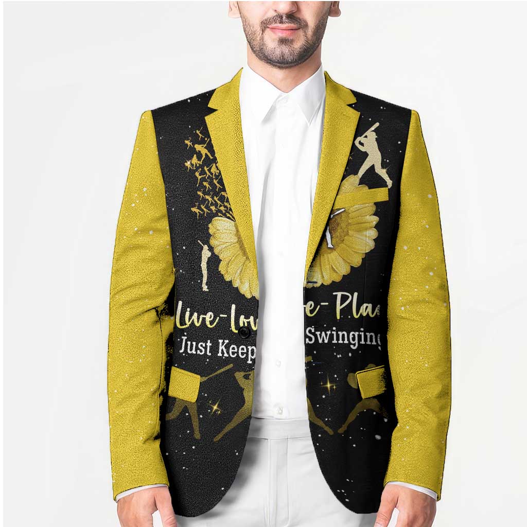 Softball Sunflower Yellow Black Christmas Blazer Xmas Holiday Patterns - Wonder Print Shop