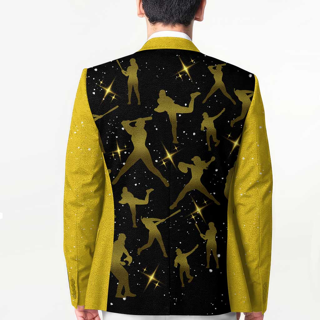 Softball Sunflower Yellow Black Christmas Blazer Xmas Holiday Patterns - Wonder Print Shop