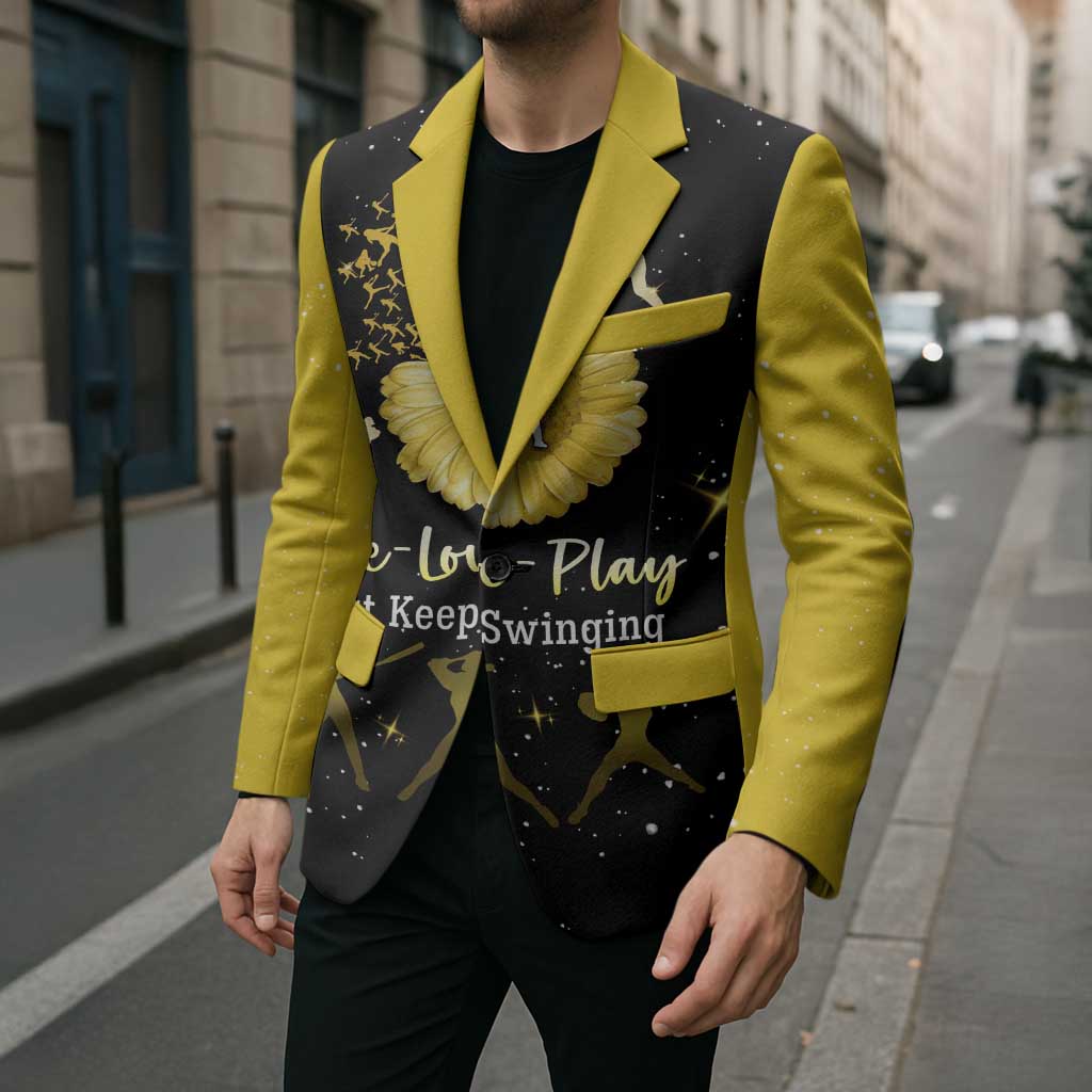 Softball Sunflower Yellow Black Christmas Blazer Xmas Holiday Patterns - Wonder Print Shop