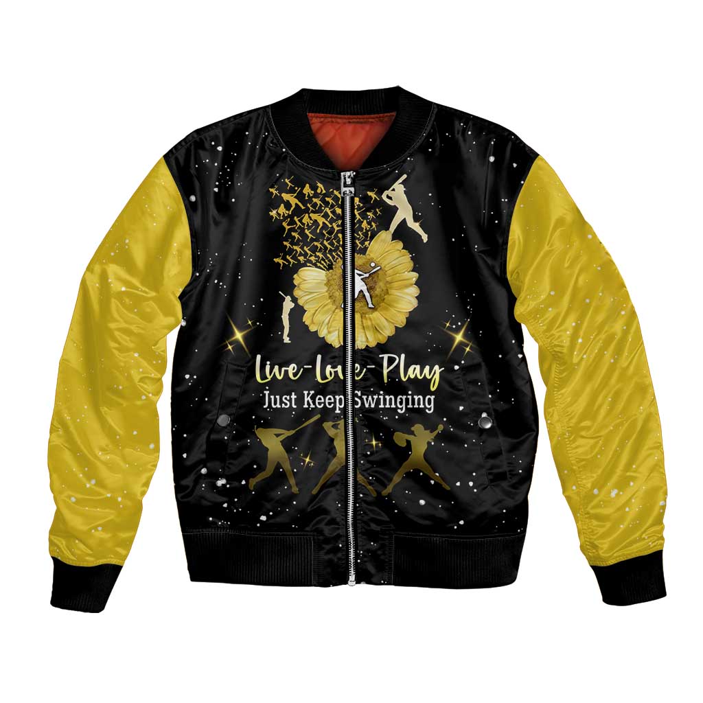 Softball Sunflower Yellow Black Christmas Bomber Jacket Xmas Holiday Patterns - Wonder Print Shop