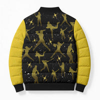Softball Sunflower Yellow Black Christmas Bomber Puffer Jacket Xmas Holiday Patterns - Wonder Print Shop