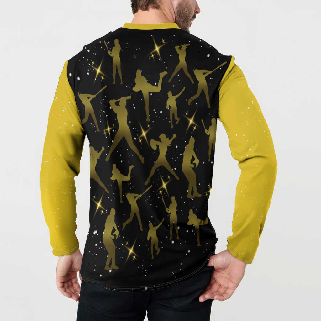 Softball Sunflower Yellow Black Christmas Button Sweatshirt Xmas Holiday Patterns - Wonder Print Shop