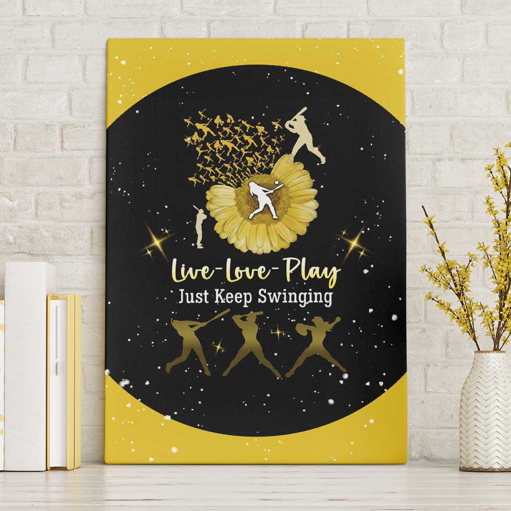 Softball Sunflower Yellow Black Christmas Canvas Wall Art Xmas Holiday Patterns - Wonder Print Shop