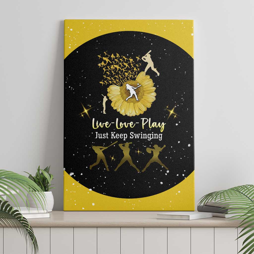 Softball Sunflower Yellow Black Christmas Canvas Wall Art Xmas Holiday Patterns - Wonder Print Shop