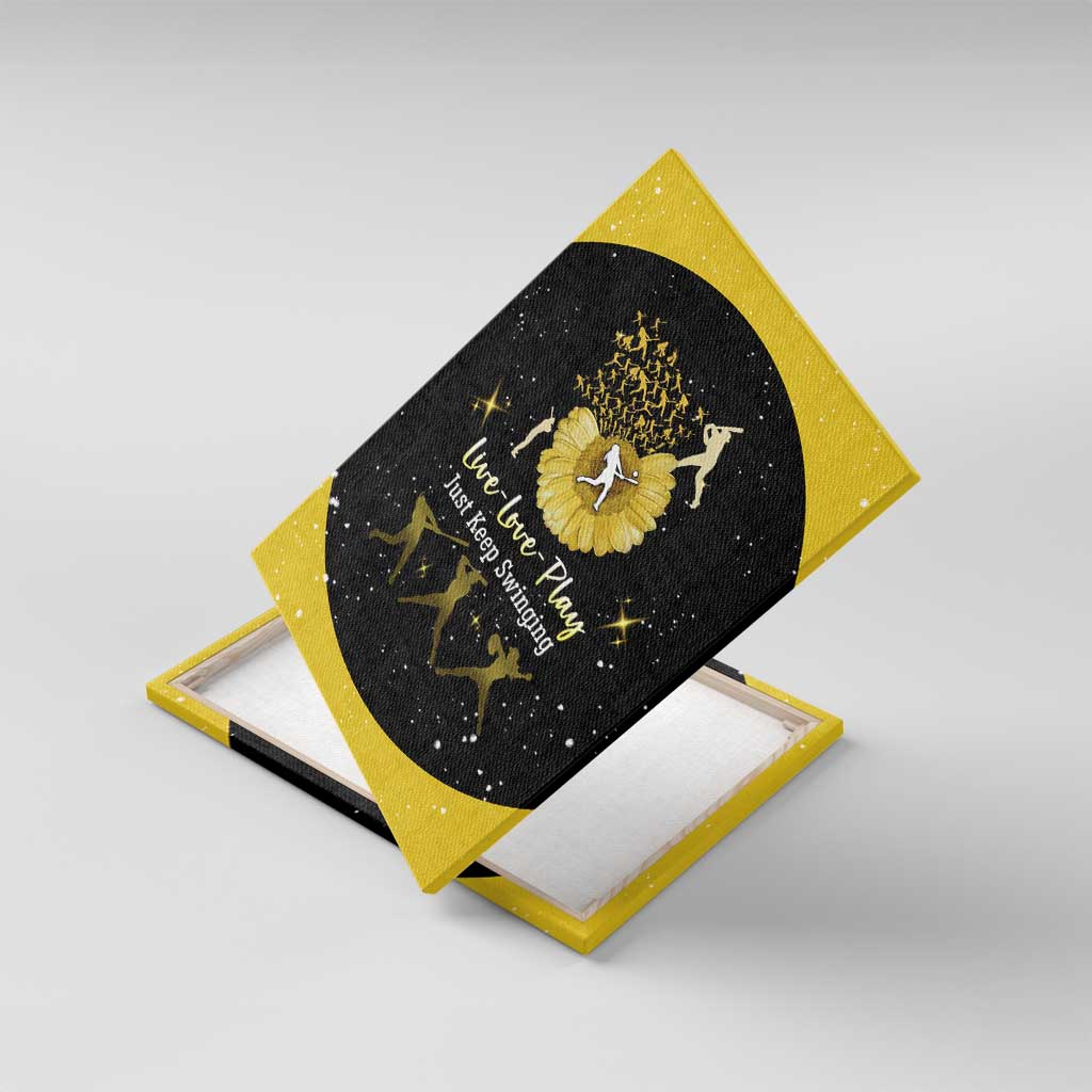 Softball Sunflower Yellow Black Christmas Canvas Wall Art Xmas Holiday Patterns - Wonder Print Shop