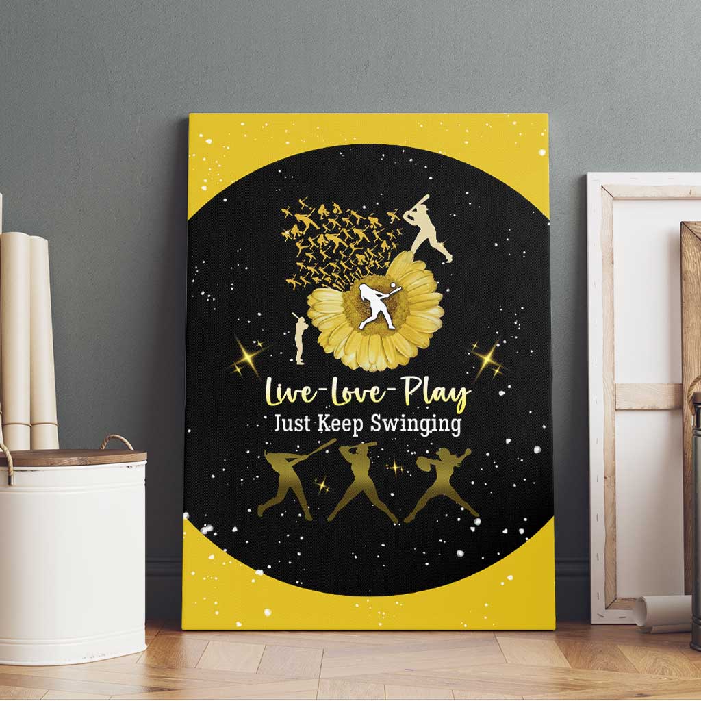 Softball Sunflower Yellow Black Christmas Canvas Wall Art Xmas Holiday Patterns - Wonder Print Shop