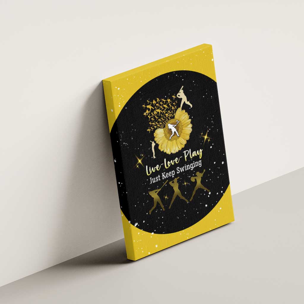 Softball Sunflower Yellow Black Christmas Canvas Wall Art Xmas Holiday Patterns - Wonder Print Shop