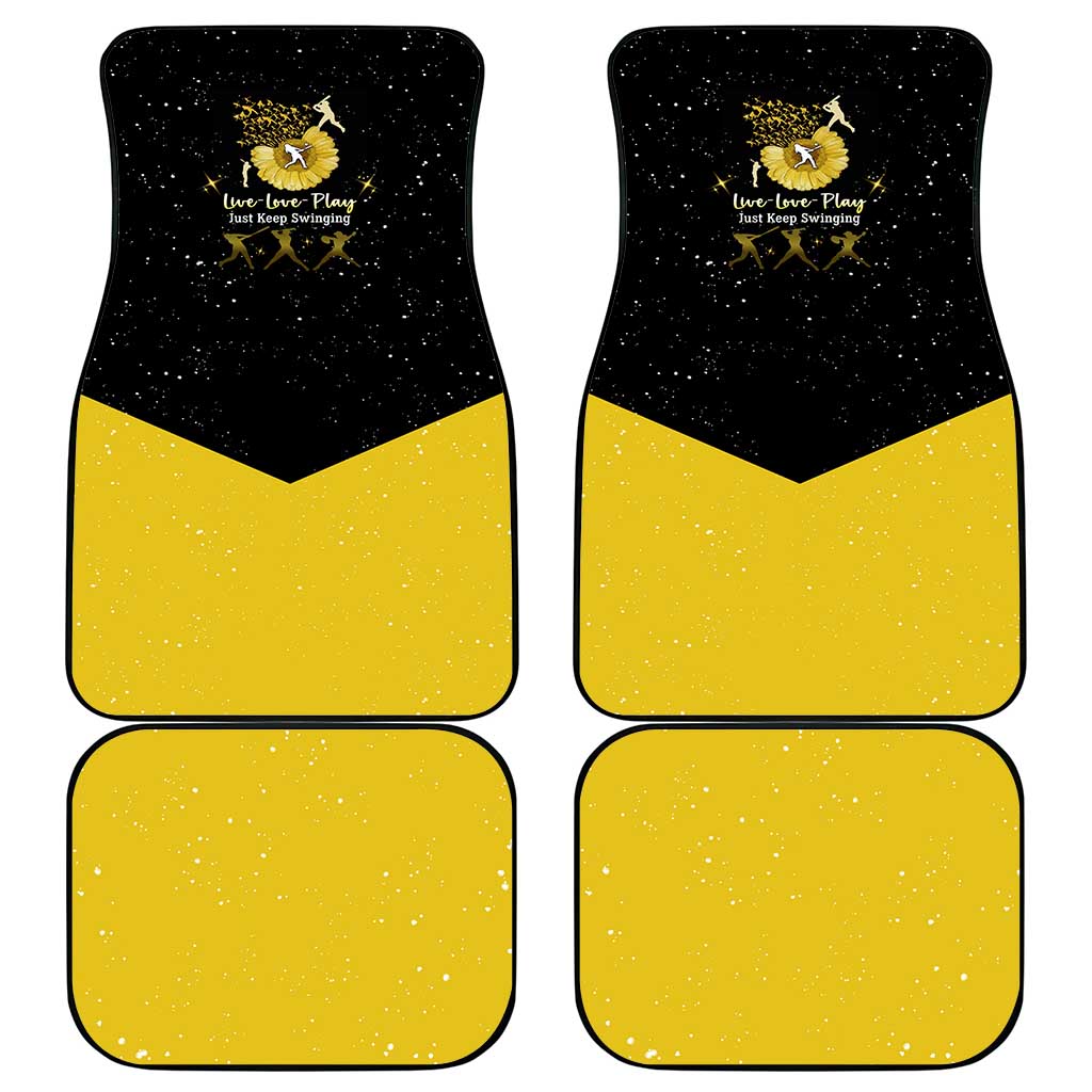Softball Sunflower Yellow Black Christmas Car Mats Xmas Holiday Patterns - Wonder Print Shop