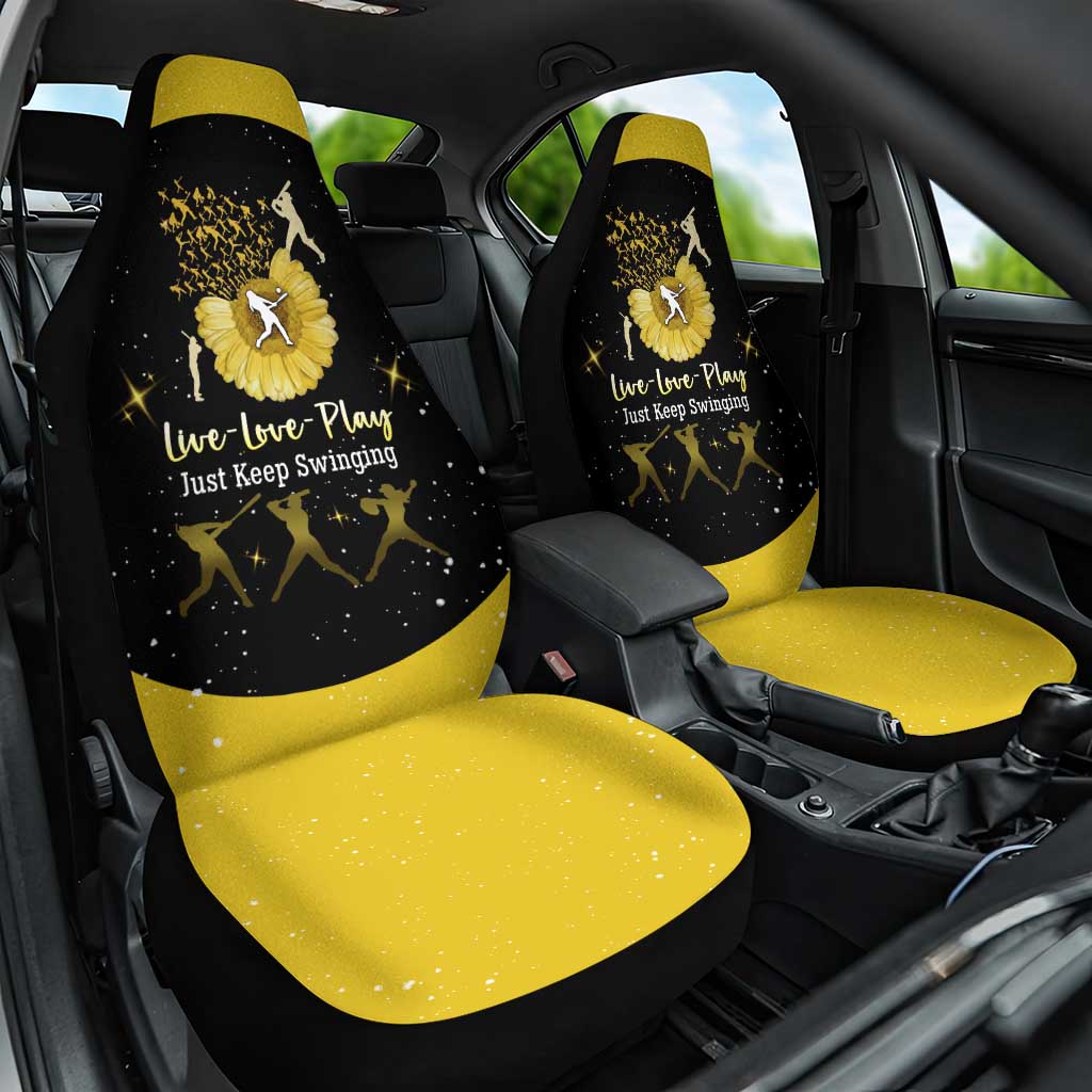 Softball Sunflower Yellow Black Christmas Car Seat Cover Xmas Holiday Patterns - Wonder Print Shop
