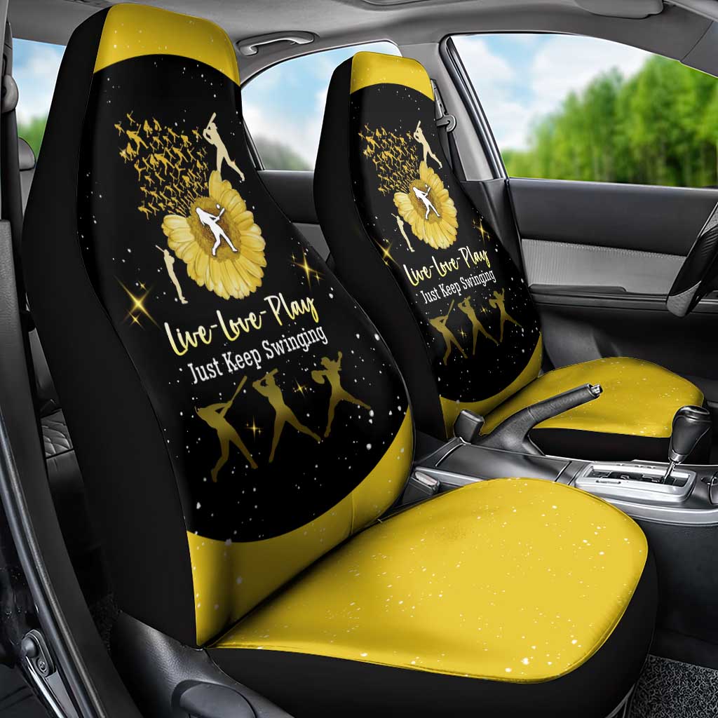 Softball Sunflower Yellow Black Christmas Car Seat Cover Xmas Holiday Patterns - Wonder Print Shop