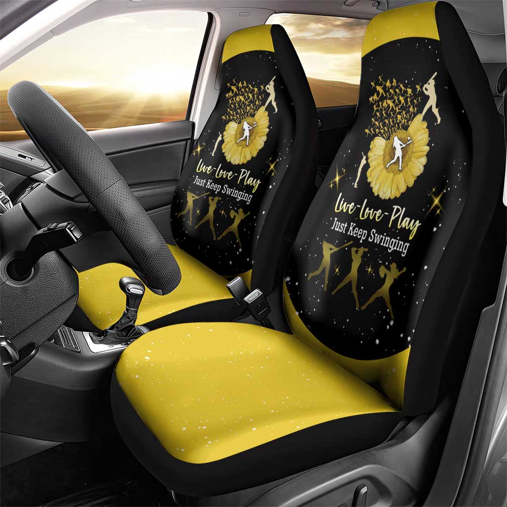 Softball Sunflower Yellow Black Christmas Car Seat Cover Xmas Holiday Patterns - Wonder Print Shop