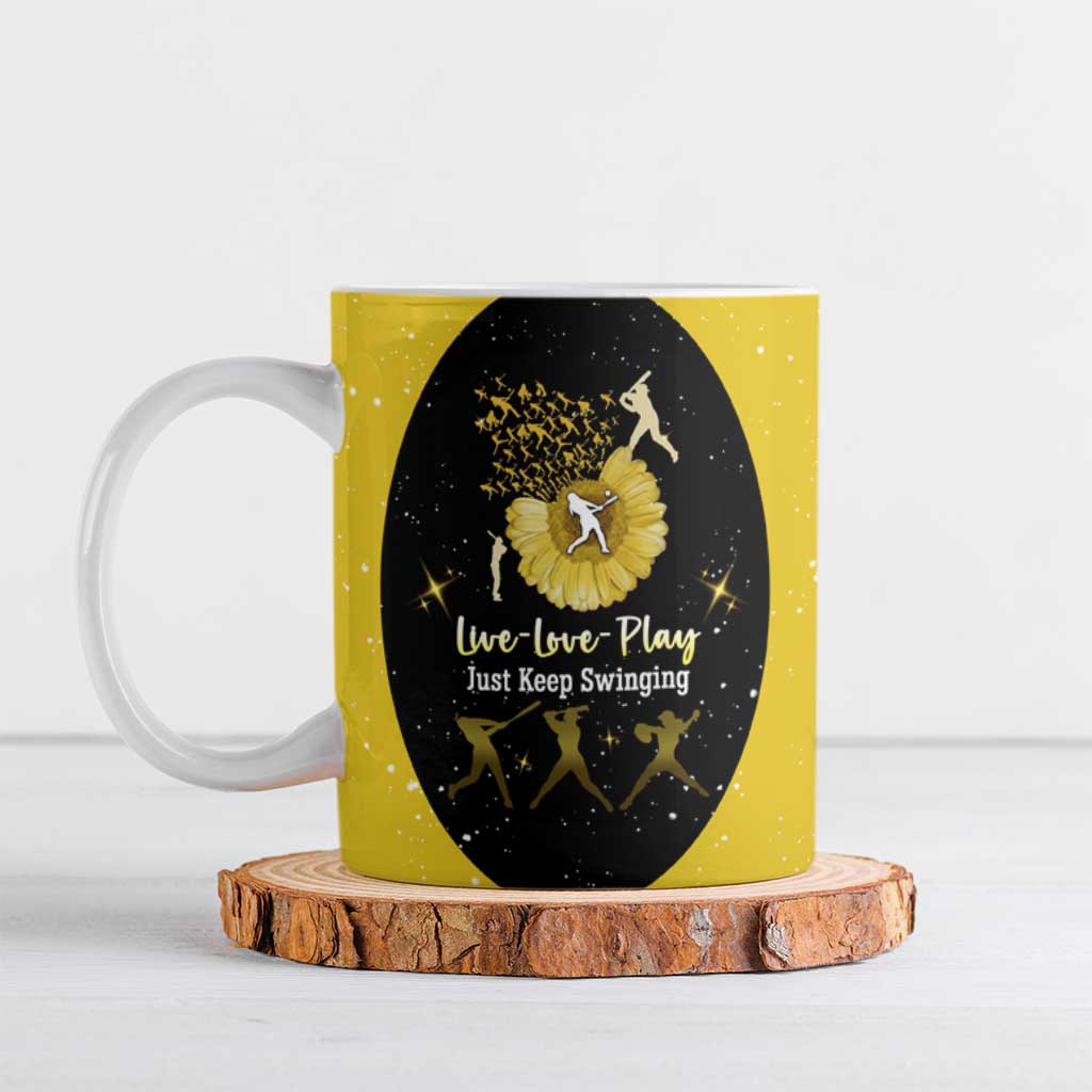 Softball Sunflower Yellow Black Christmas Ceramic Mug Xmas Holiday Patterns - Wonder Print Shop