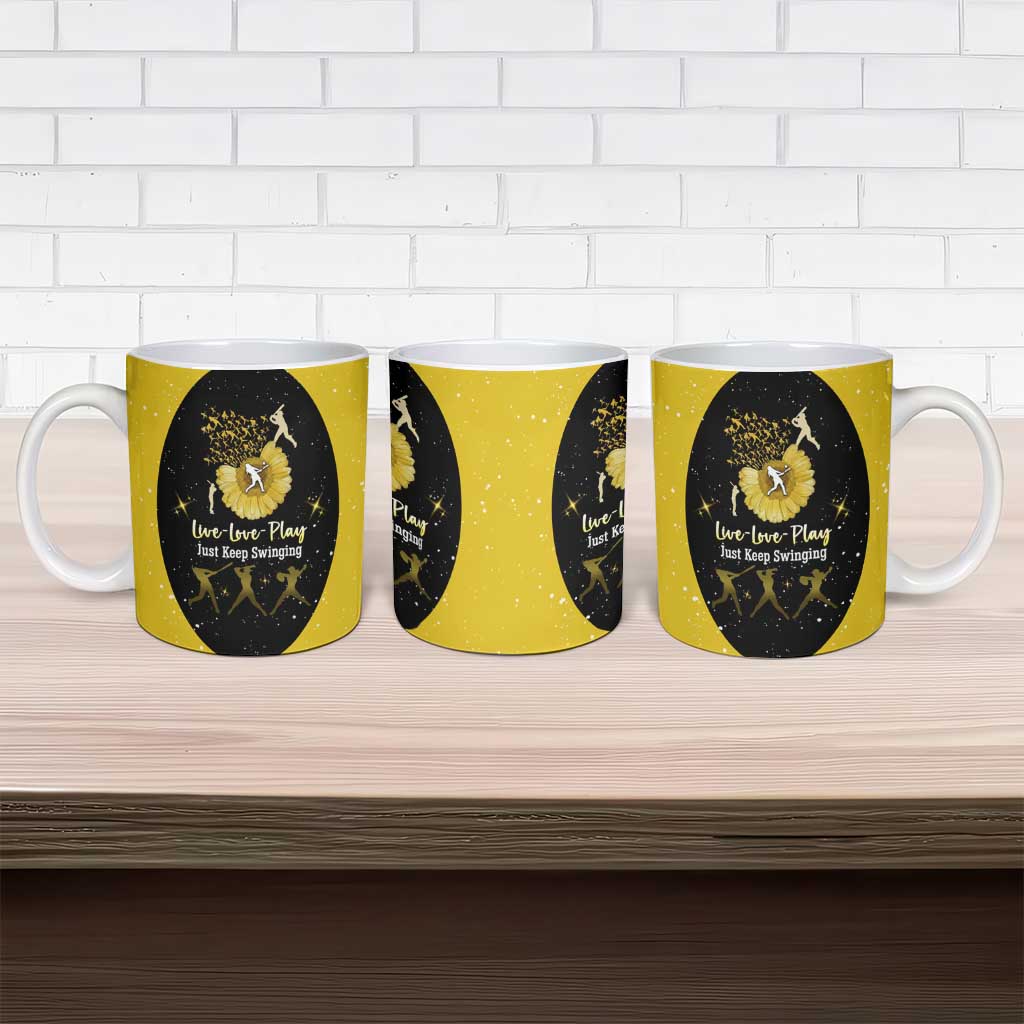 Softball Sunflower Yellow Black Christmas Ceramic Mug Xmas Holiday Patterns - Wonder Print Shop