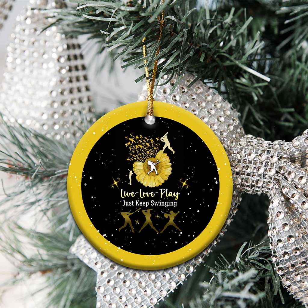 Softball Sunflower Yellow Black Christmas Ceramic Ornament Xmas Holiday Patterns - Wonder Print Shop