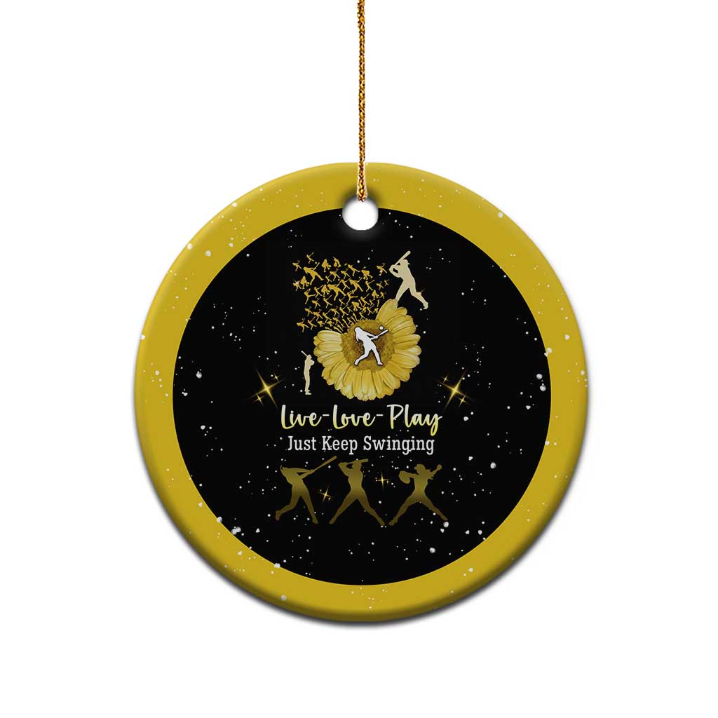 Softball Sunflower Yellow Black Christmas Ceramic Ornament Xmas Holiday Patterns - Wonder Print Shop