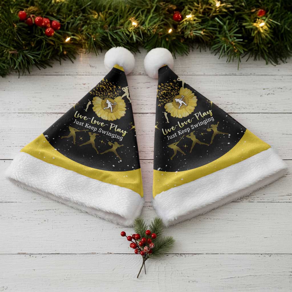 Softball Sunflower Yellow Black Christmas Santa Hat Xmas Holiday Patterns - Wonder Print Shop