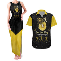 Softball Sunflower Yellow Black Christmas Couples Matching Tank Maxi Dress and Hawaiian Shirt Xmas Holiday Patterns - Wonder Print Shop