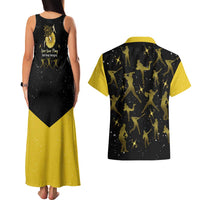 Softball Sunflower Yellow Black Christmas Couples Matching Tank Maxi Dress and Hawaiian Shirt Xmas Holiday Patterns - Wonder Print Shop