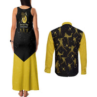 Softball Sunflower Yellow Black Christmas Couples Matching Tank Maxi Dress and Long Sleeve Button Shirt Xmas Holiday Patterns - Wonder Print Shop