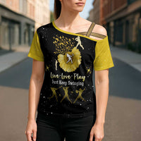 Softball Sunflower Yellow Black Christmas Cross Shoulder Shirt Xmas Holiday Patterns - Wonder Print Shop