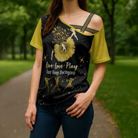 Softball Sunflower Yellow Black Christmas Cross Shoulder Shirt Xmas Holiday Patterns - Wonder Print Shop