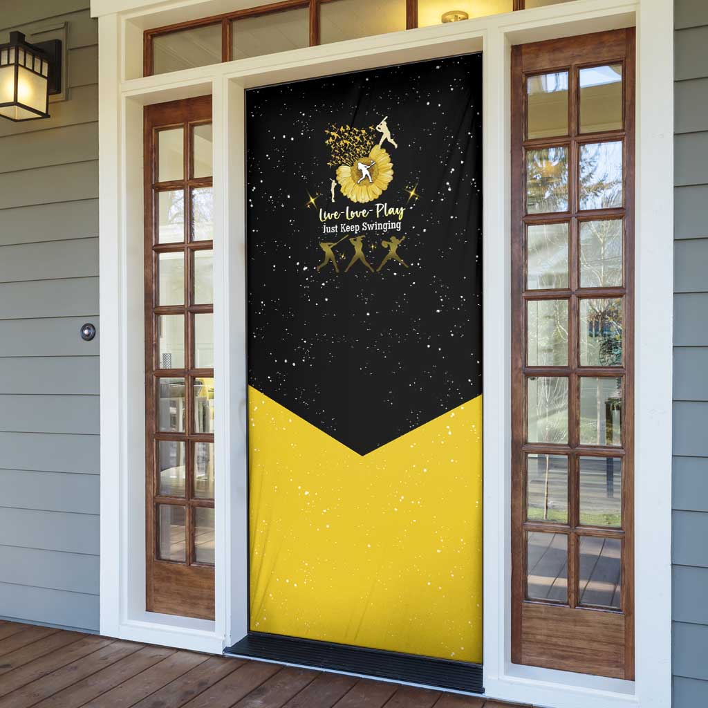 Softball Sunflower Yellow Black Christmas Door Cover Xmas Holiday Patterns - Wonder Print Shop