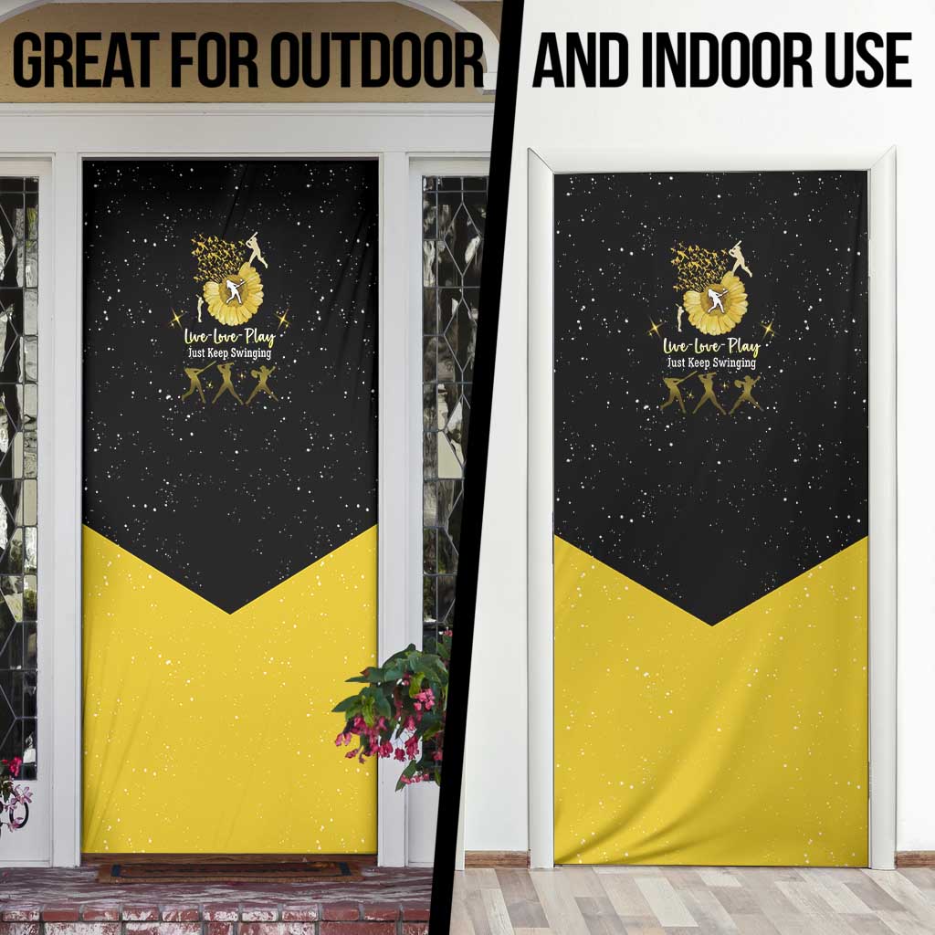 Softball Sunflower Yellow Black Christmas Door Cover Xmas Holiday Patterns - Wonder Print Shop