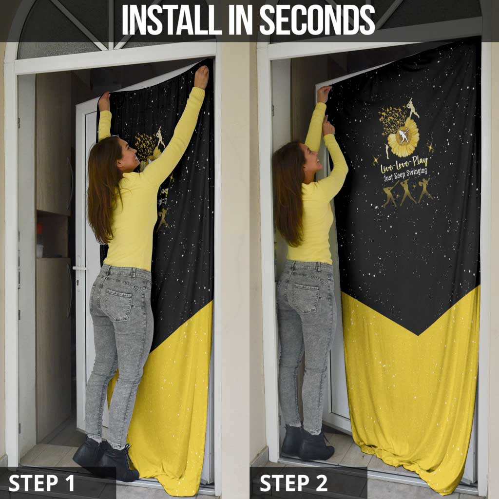 Softball Sunflower Yellow Black Christmas Door Cover Xmas Holiday Patterns - Wonder Print Shop