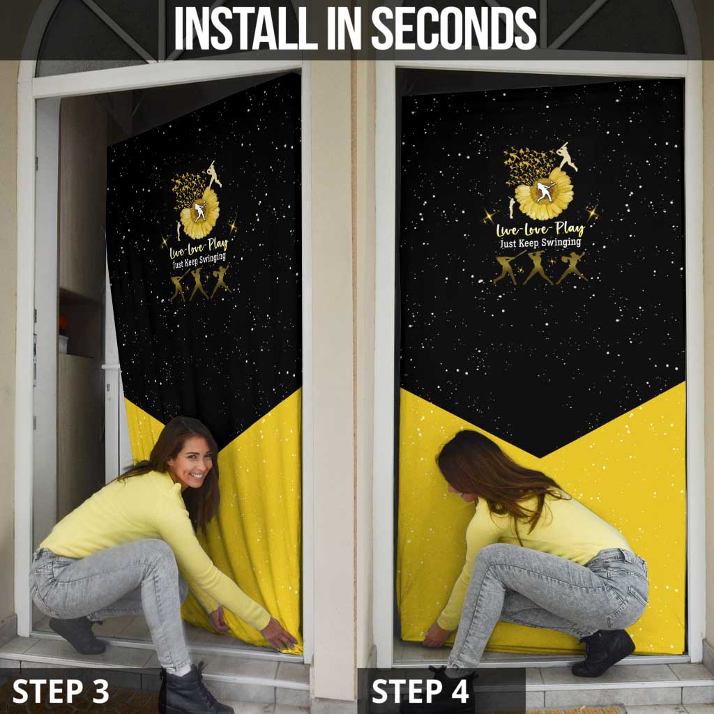 Softball Sunflower Yellow Black Christmas Door Cover Xmas Holiday Patterns - Wonder Print Shop