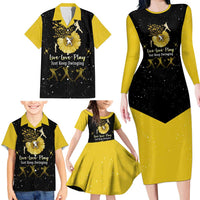 Softball Sunflower Yellow Black Christmas Family Matching Long Sleeve Bodycon Dress and Hawaiian Shirt Xmas Holiday Patterns - Wonder Print Shop