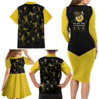 Softball Sunflower Yellow Black Christmas Family Matching Long Sleeve Bodycon Dress and Hawaiian Shirt Xmas Holiday Patterns - Wonder Print Shop