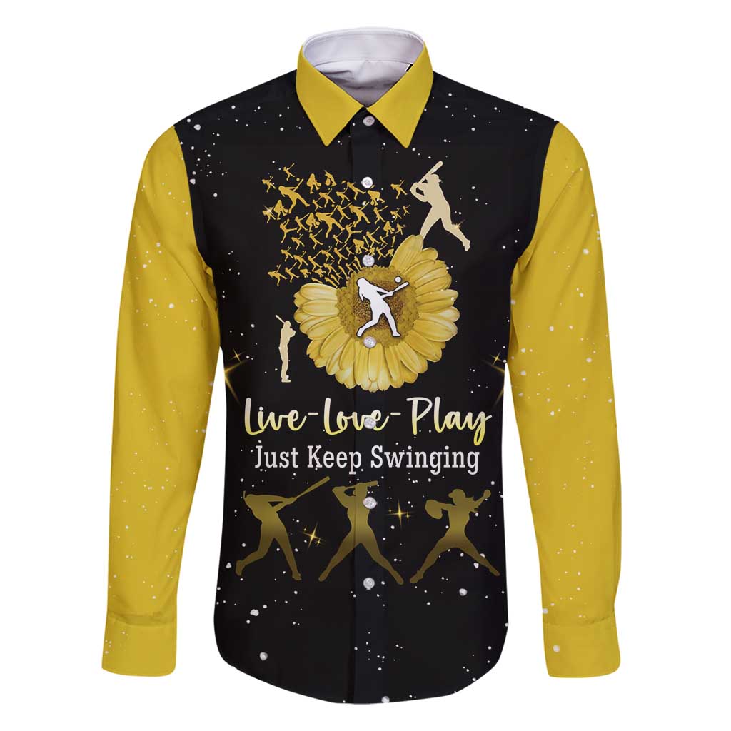 Softball Sunflower Yellow Black Christmas Family Matching Long Sleeve Bodycon Dress and Hawaiian Shirt Xmas Holiday Patterns - Wonder Print Shop