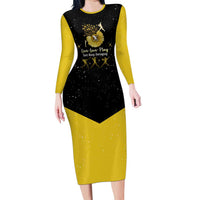 Softball Sunflower Yellow Black Christmas Family Matching Long Sleeve Bodycon Dress and Hawaiian Shirt Xmas Holiday Patterns - Wonder Print Shop