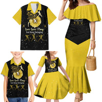 Softball Sunflower Yellow Black Christmas Family Matching Mermaid Dress and Hawaiian Shirt Xmas Holiday Patterns - Wonder Print Shop