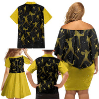 Softball Sunflower Yellow Black Christmas Family Matching Off Shoulder Short Dress and Hawaiian Shirt Xmas Holiday Patterns - Wonder Print Shop
