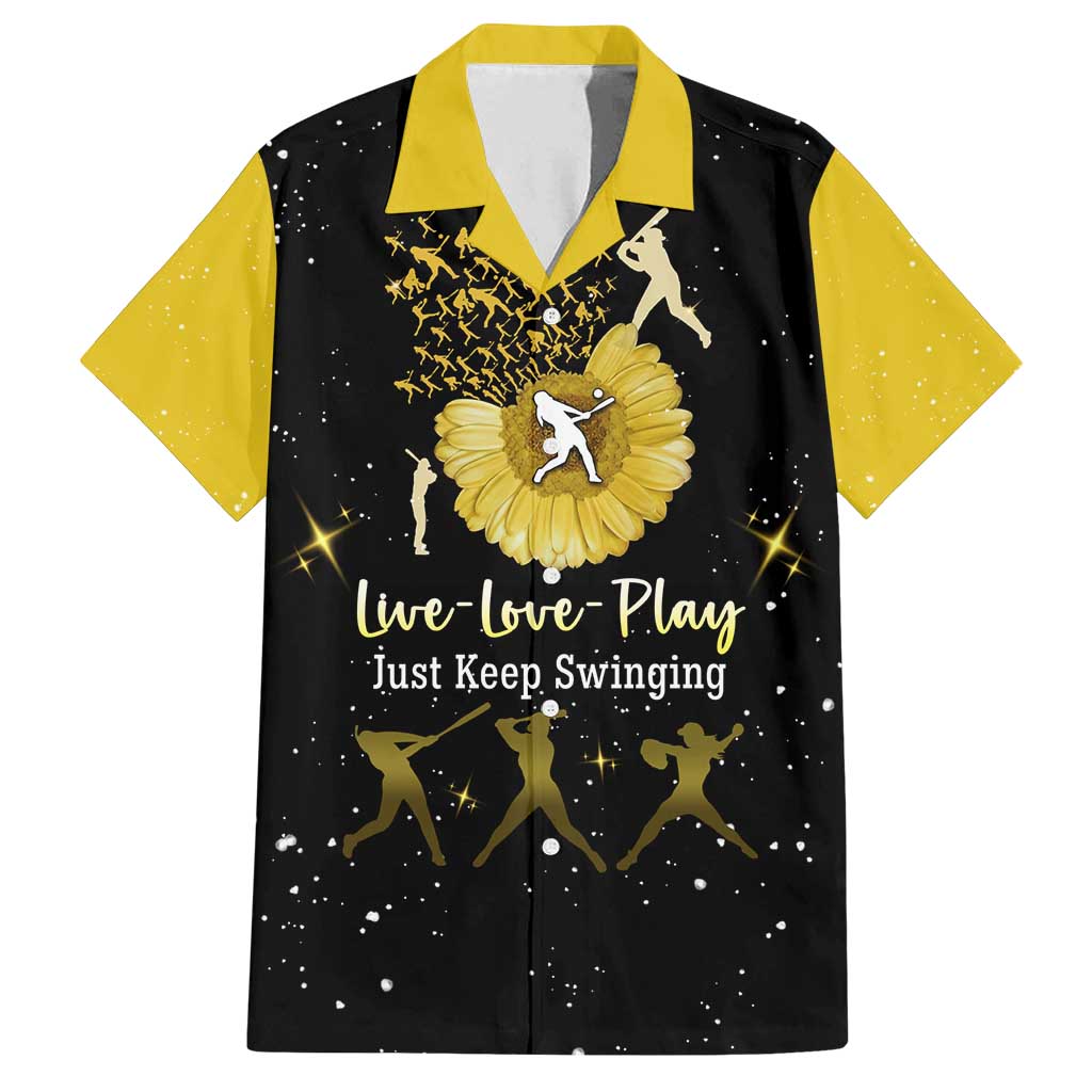 Softball Sunflower Yellow Black Christmas Family Matching Off Shoulder Short Dress and Hawaiian Shirt Xmas Holiday Patterns - Wonder Print Shop