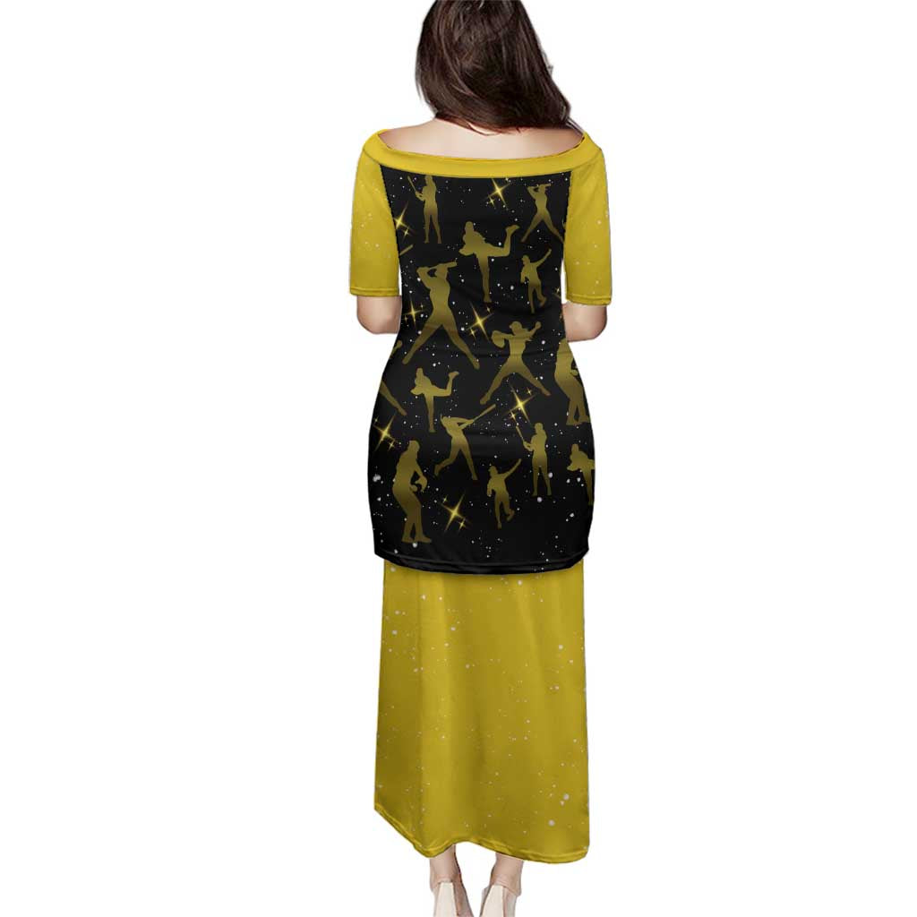 Softball Sunflower Yellow Black Christmas Family Matching Puletasi and Hawaiian Shirt Xmas Holiday Patterns - Wonder Print Shop