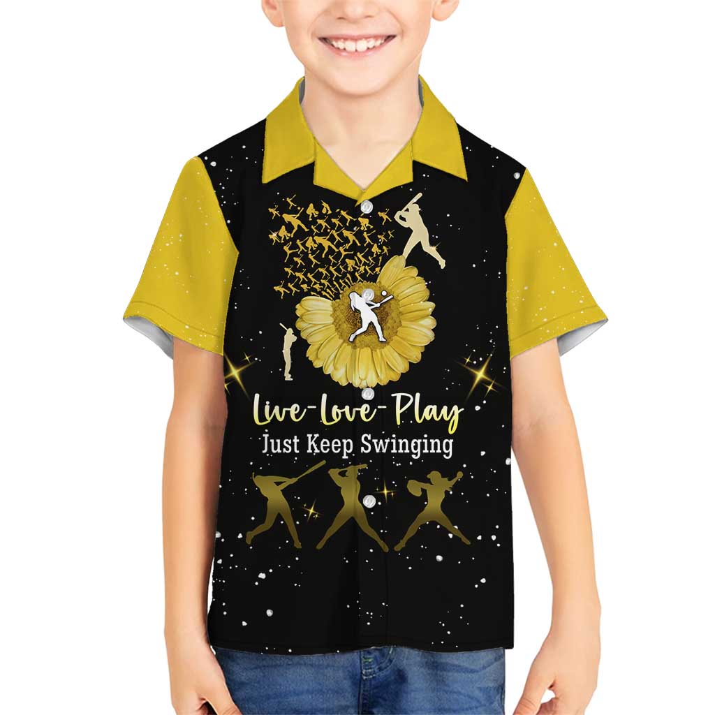 Softball Sunflower Yellow Black Christmas Family Matching Summer Maxi Dress and Hawaiian Shirt Xmas Holiday Patterns - Wonder Print Shop