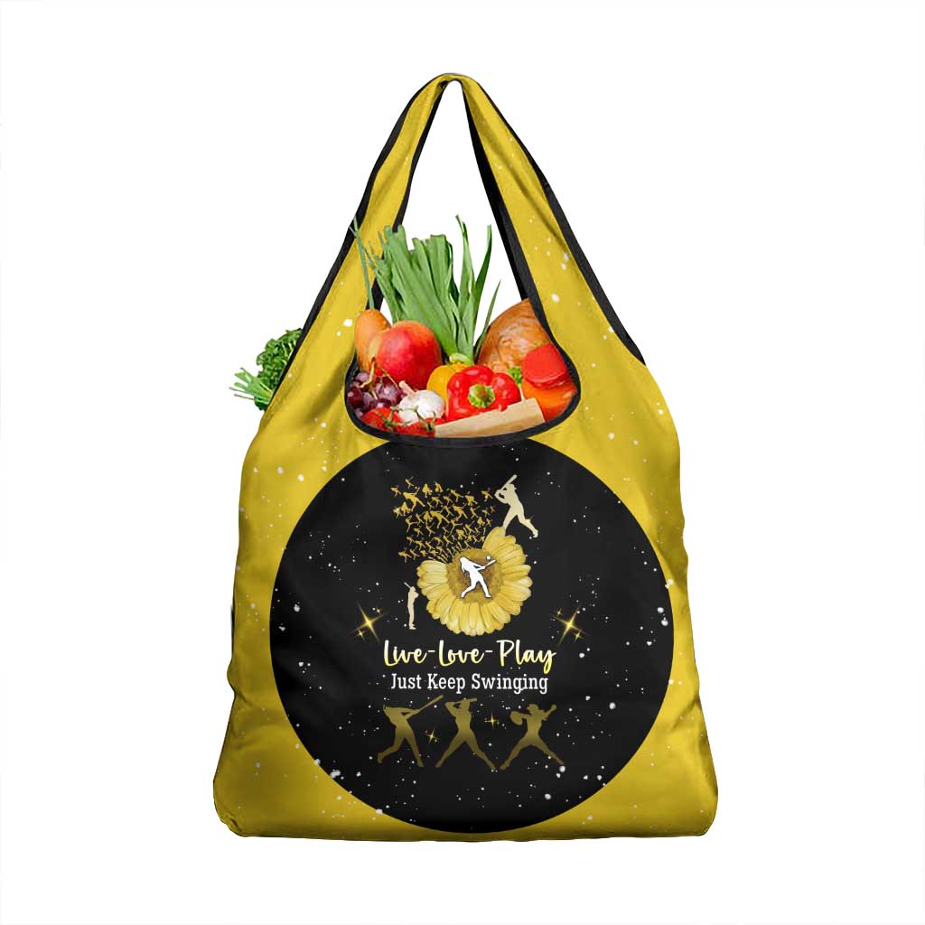 Softball Sunflower Yellow Black Christmas Grocery Bag Xmas Holiday Patterns - Wonder Print Shop