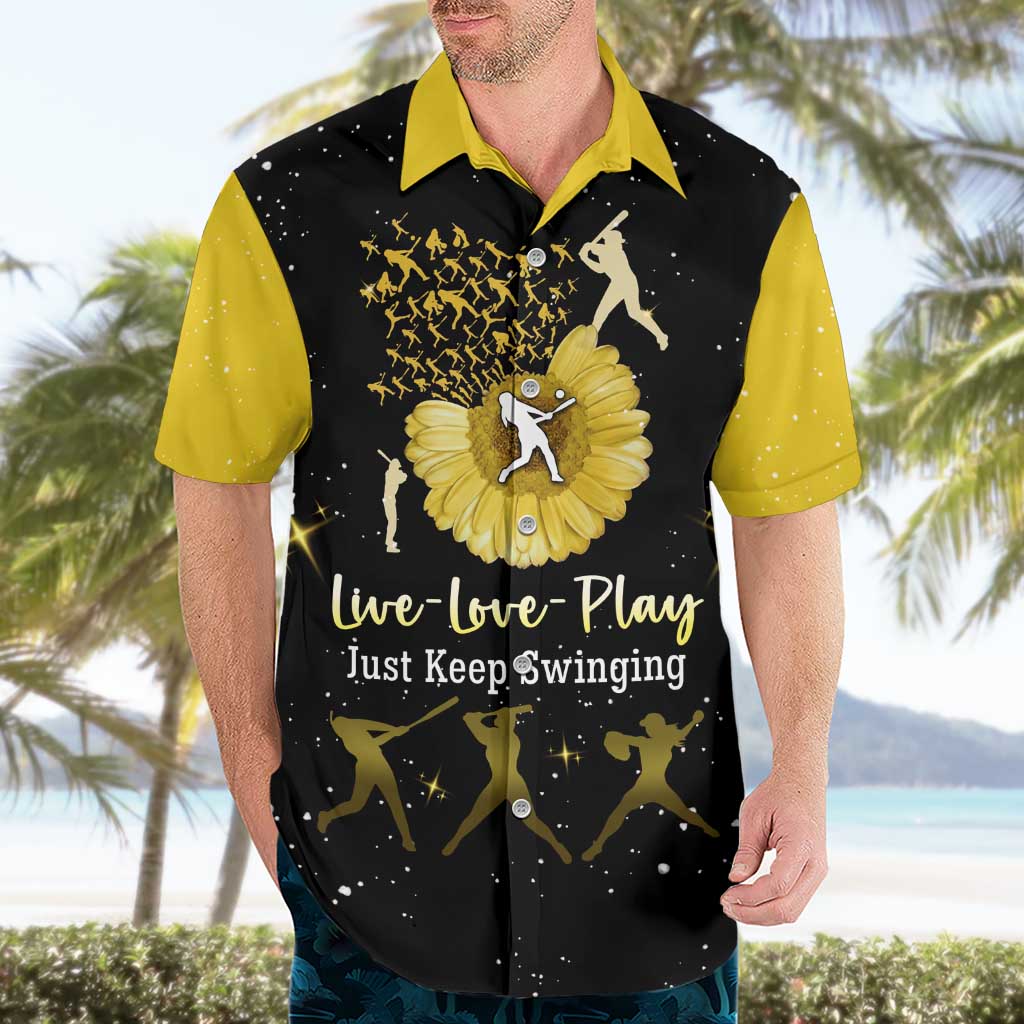 Softball Sunflower Yellow Black Christmas Hawaiian Shirt Xmas Holiday Patterns - Wonder Print Shop
