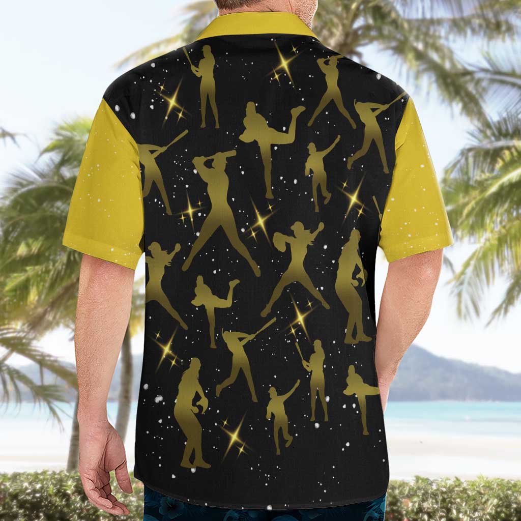 Softball Sunflower Yellow Black Christmas Hawaiian Shirt Xmas Holiday Patterns - Wonder Print Shop