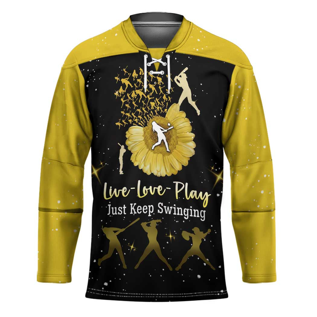 Softball Sunflower Yellow Black Christmas Hockey Jersey Xmas Holiday Patterns - Wonder Print Shop