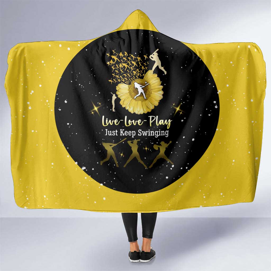 Softball Sunflower Yellow Black Christmas Hooded Blanket Xmas Holiday Patterns - Wonder Print Shop