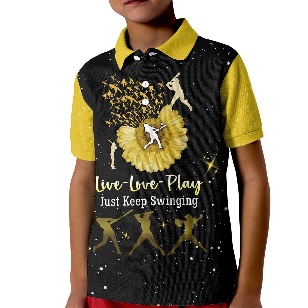 Softball Sunflower Yellow Black Christmas Kid Polo Shirt Xmas Holiday Patterns - Wonder Print Shop