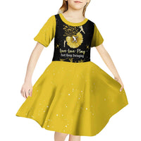Softball Sunflower Yellow Black Christmas Kid Short Sleeve Dress Xmas Holiday Patterns - Wonder Print Shop