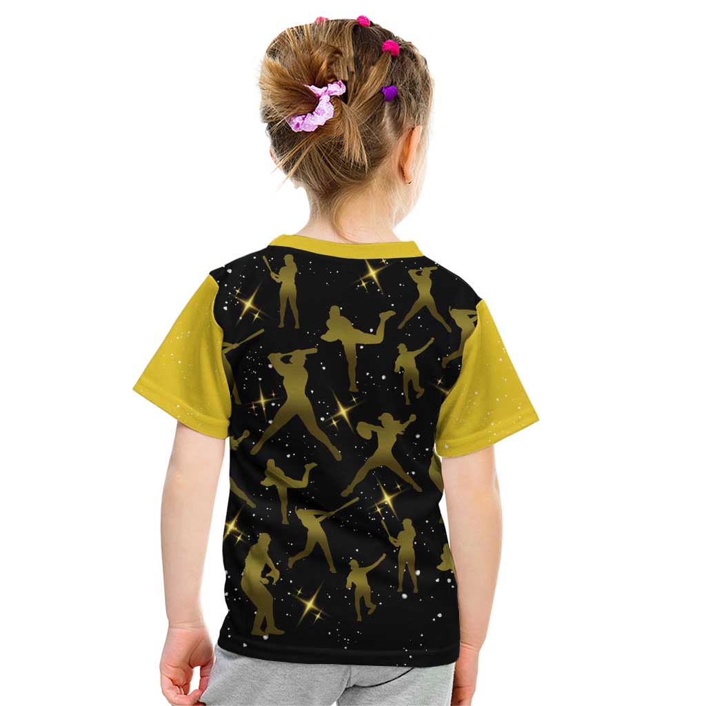 Softball Sunflower Yellow Black Christmas Kid T Shirt Xmas Holiday Patterns - Wonder Print Shop