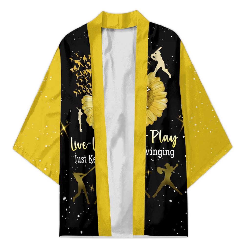 Softball Sunflower Yellow Black Christmas Kimono Xmas Holiday Patterns - Wonder Print Shop