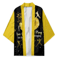 Softball Sunflower Yellow Black Christmas Kimono Xmas Holiday Patterns - Wonder Print Shop